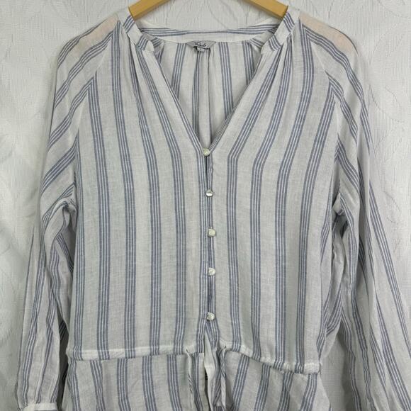 Rails Marti Cayman Striped Linen Blue White Blouse Size S - Picture 5 of 13